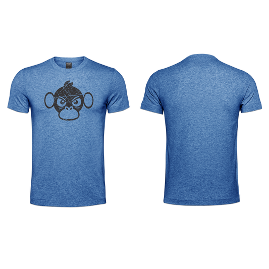 Mens T-Shirts - Blue Melange - Grunge Chest Black