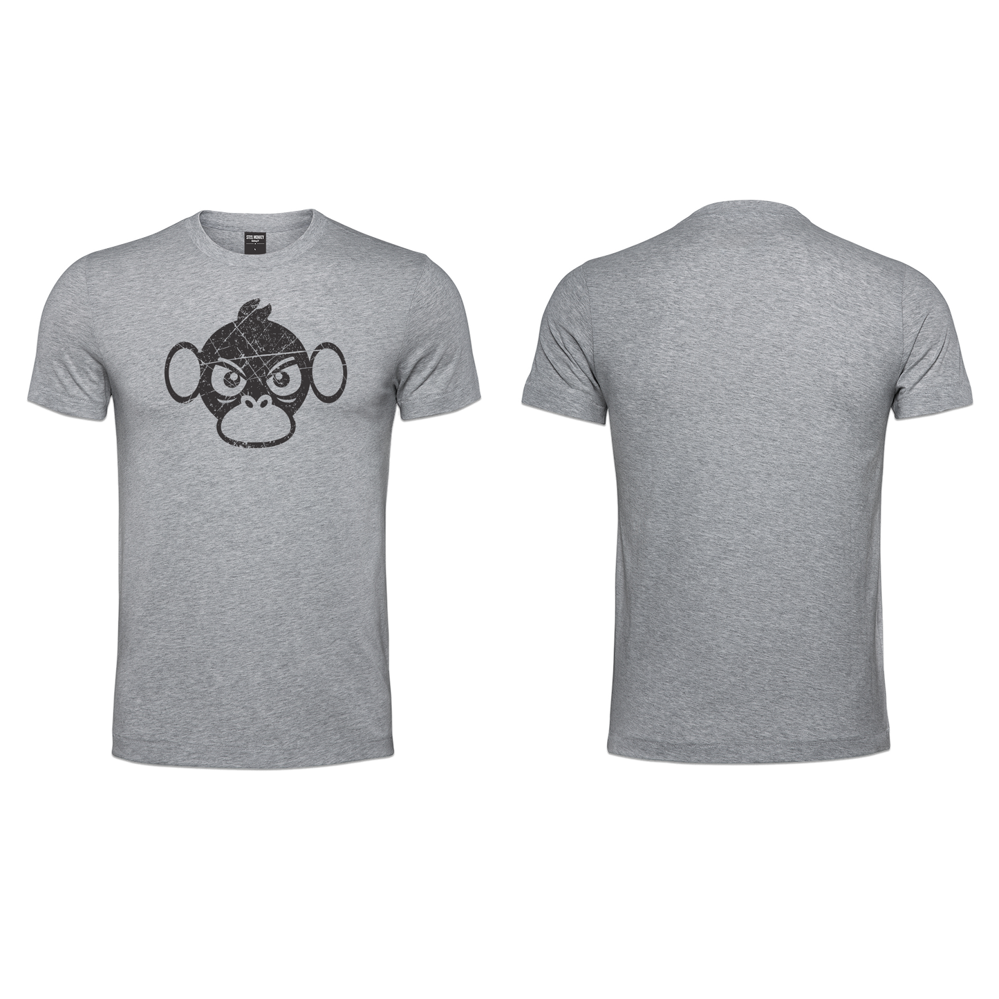 Mens T-Shirts - Grey Melange - Grunge Chest Black