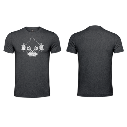 Mens T-Shirt - Charcoal  - White Monkey Grunge - Chest