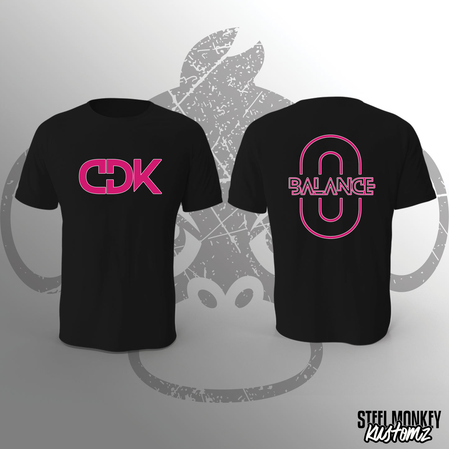 CDK - Black T-Shirt - Cotton - Pink Design