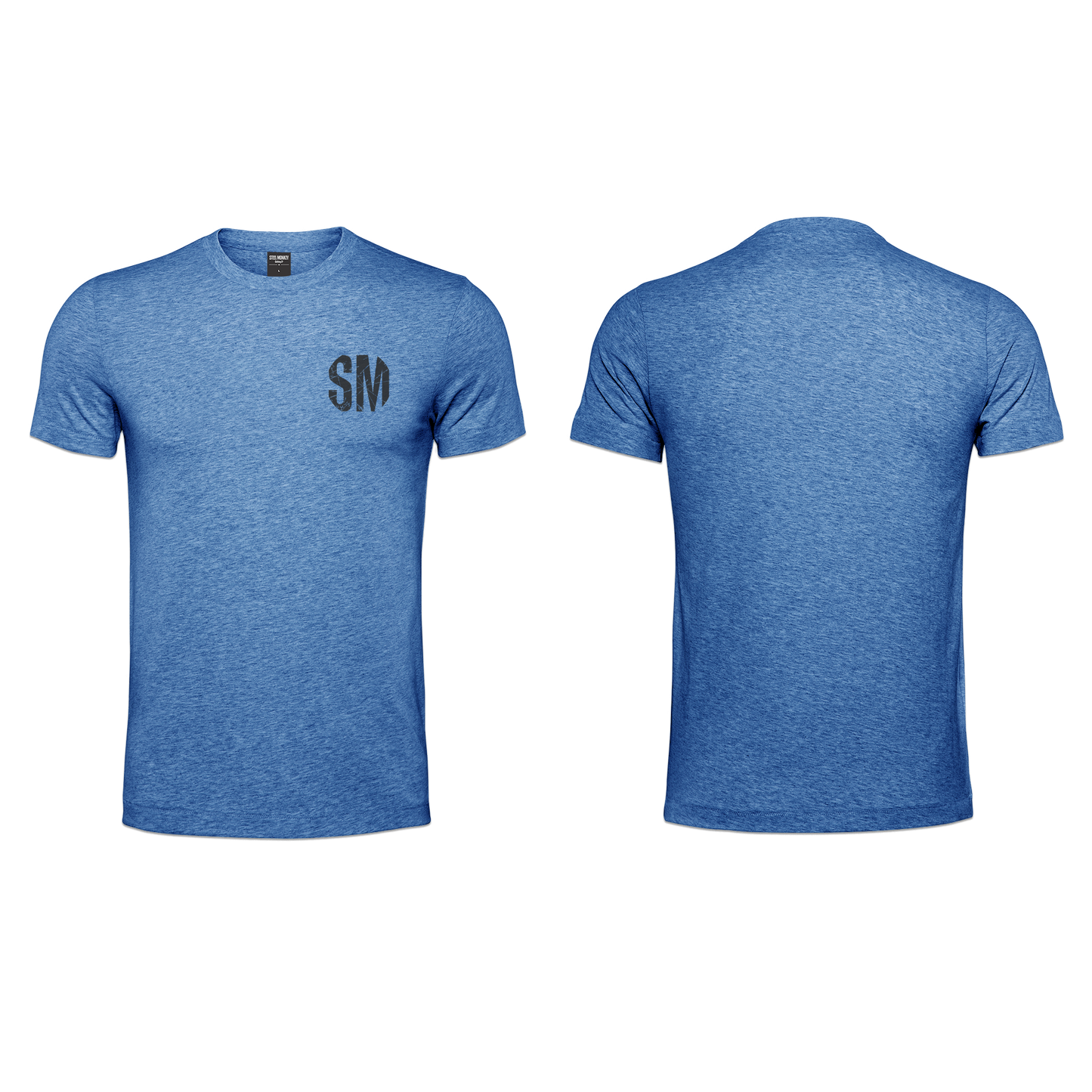 Mens T-Shirt - Blue - Black Grunge SM - Pocket