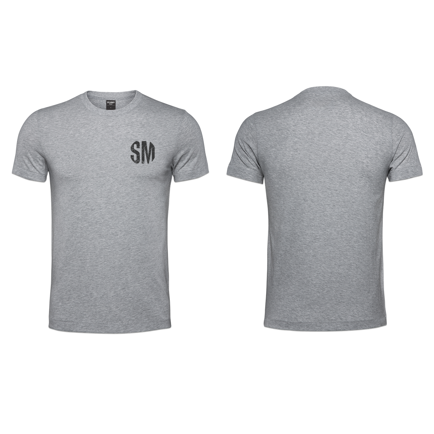 Mens T-Shirt - Grey - Black Grunge SM - Pocket