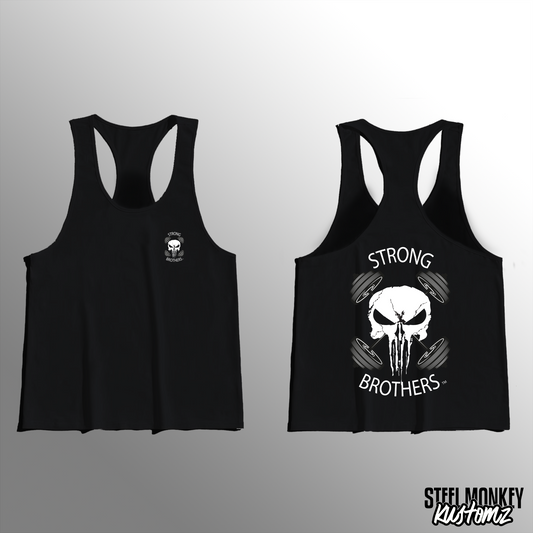 Strong Brothers - Mens - Stringer Vests - Black - Skull