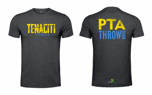 Tenaciti Fitness - T-Shirt - Charcoal - PTA Throw down (Blue&Yellow)