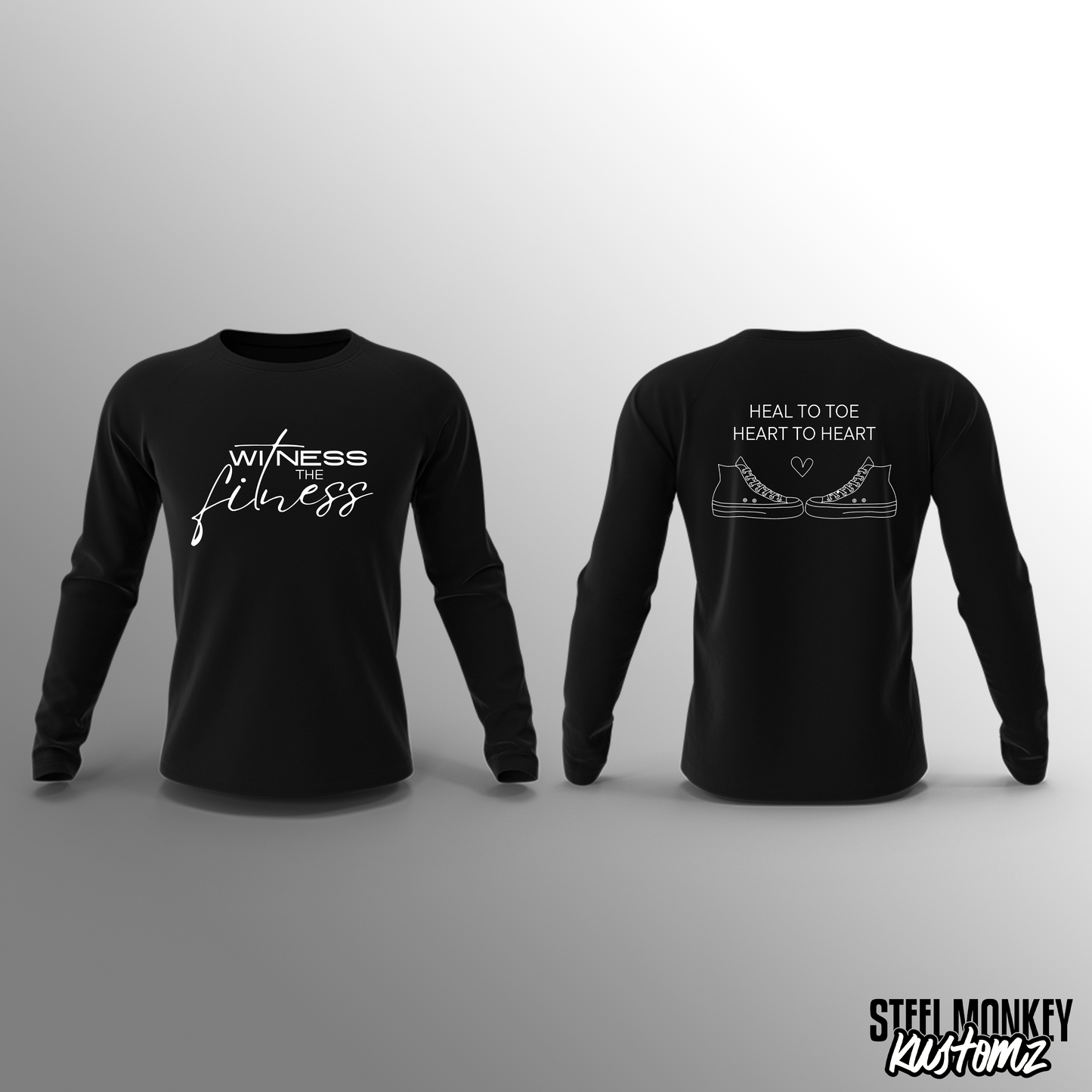 V-Town Walk - Unisex - Black - Long Sleeve - White Design