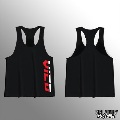 Vico Steel - Black - Stringer Vest - Red&White