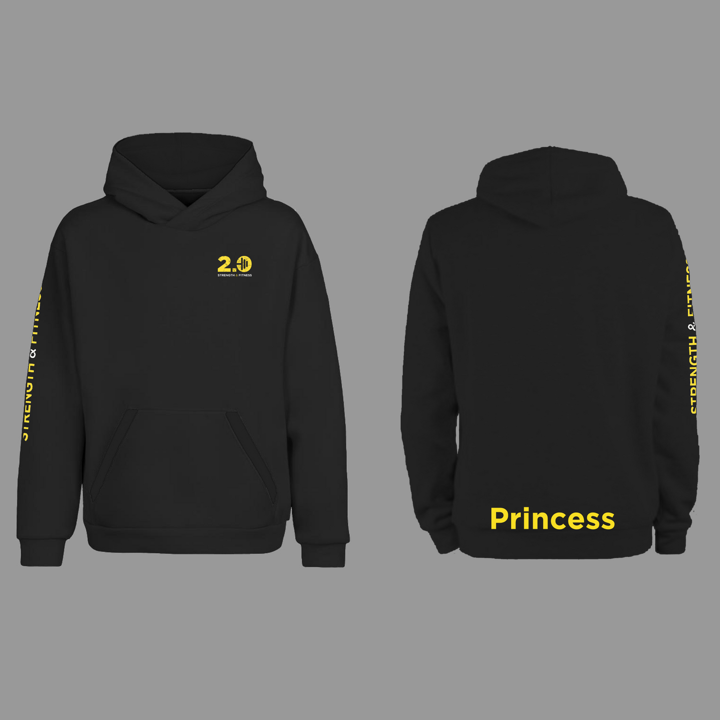 2.0 Strength & Fitness - Hoodie - Princess - Black