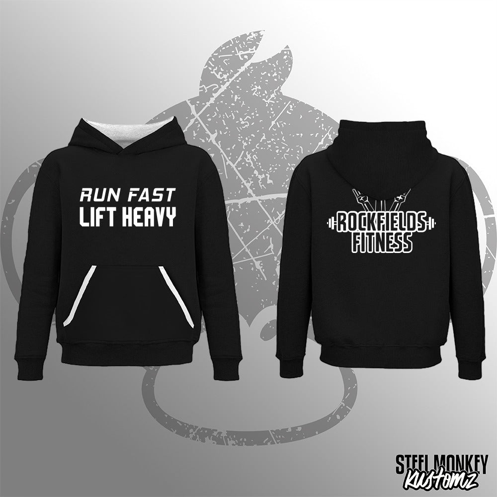 Rockfields Fitness - Hoodie - Black & White Piping