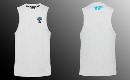 Cactus BLCK - Mens - Muscle Tank - White - Teal