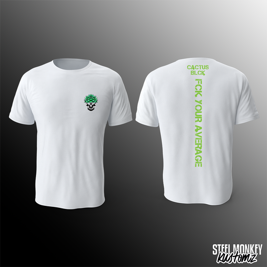 Cactus BLCK - Mens - T-Shirt - White - Green - FCK YOUR AVERAGE