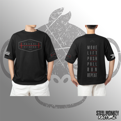 Yard21 Fitness - Mens Oversized T-Shirt - Black Cotton