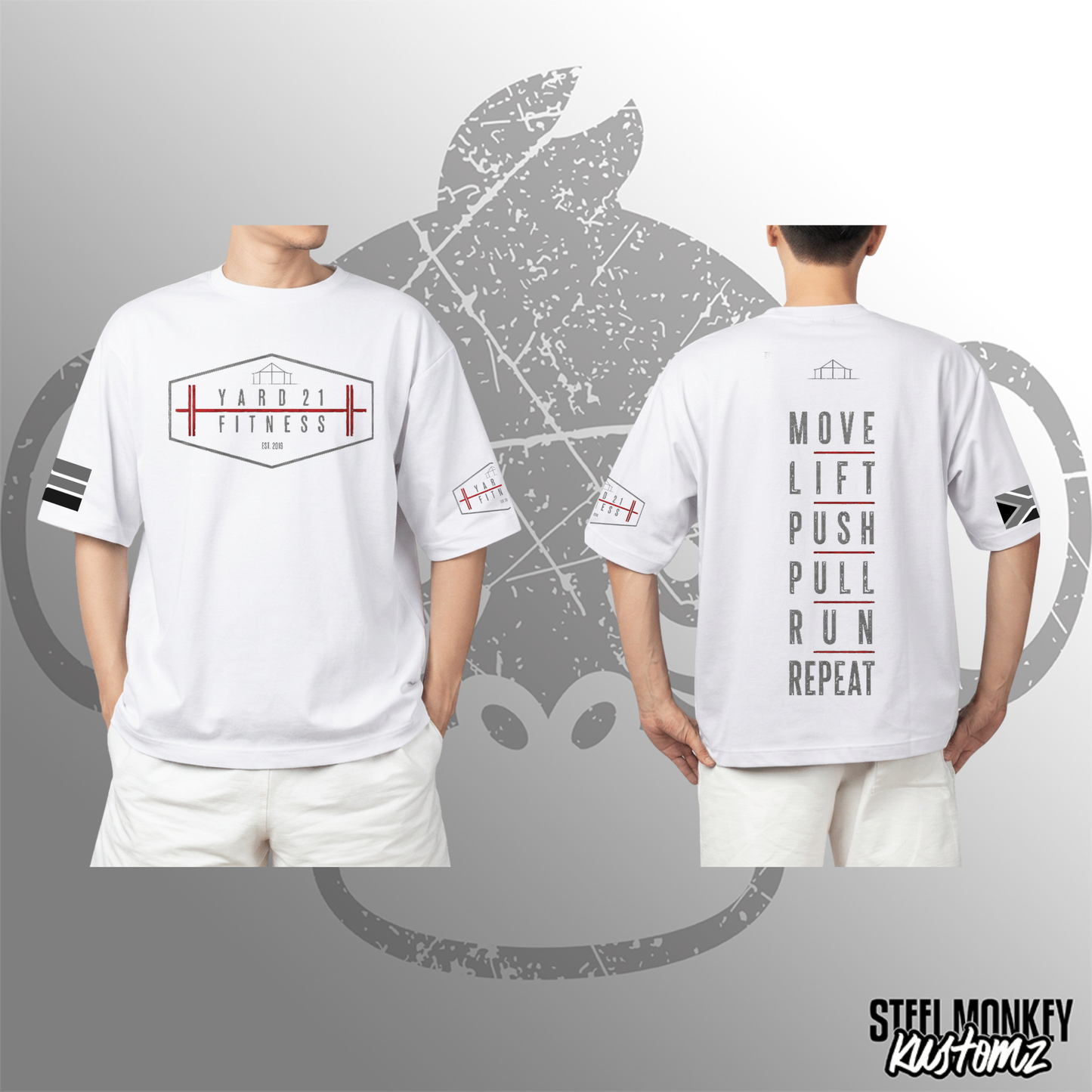 Yard21 Fitness - Mens Oversized T-Shirt - White Cotton
