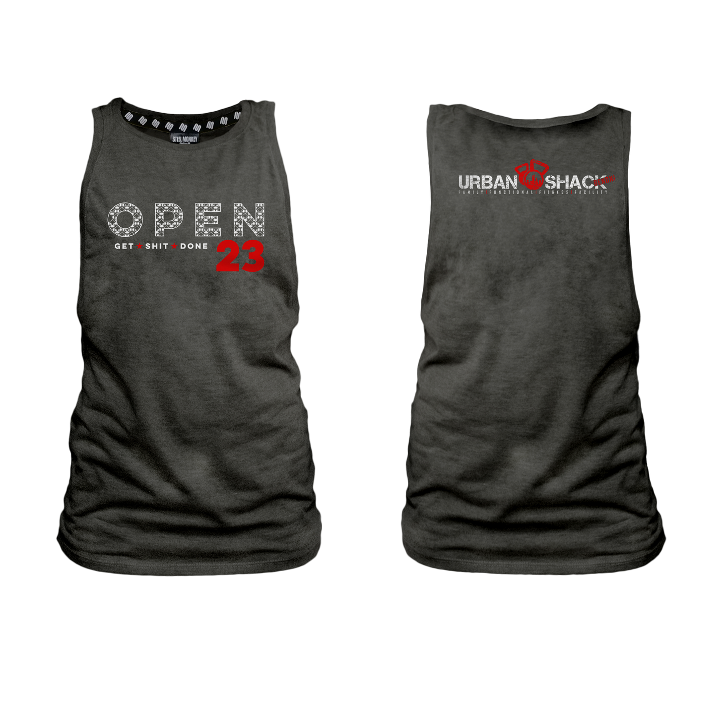 Urban Shack Open 23 Ladies Muscle Tank - Charcoal Melange