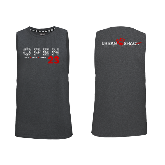 Urban Shack Open 23 Mens Muscle Tank - Charcoal Melange