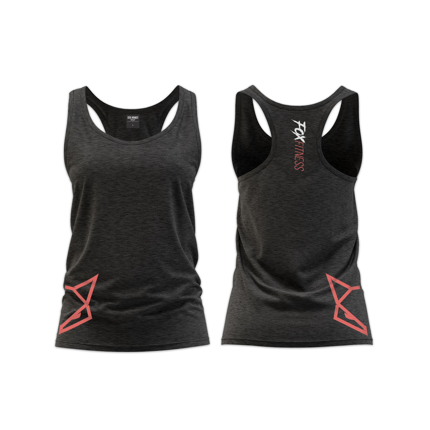 Fox Fitness Ladies Straight Cut  Vest - Charcoal Melange