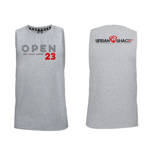 Urban Shack Open 2023 Mens Muscle Tank - Grey Melange
