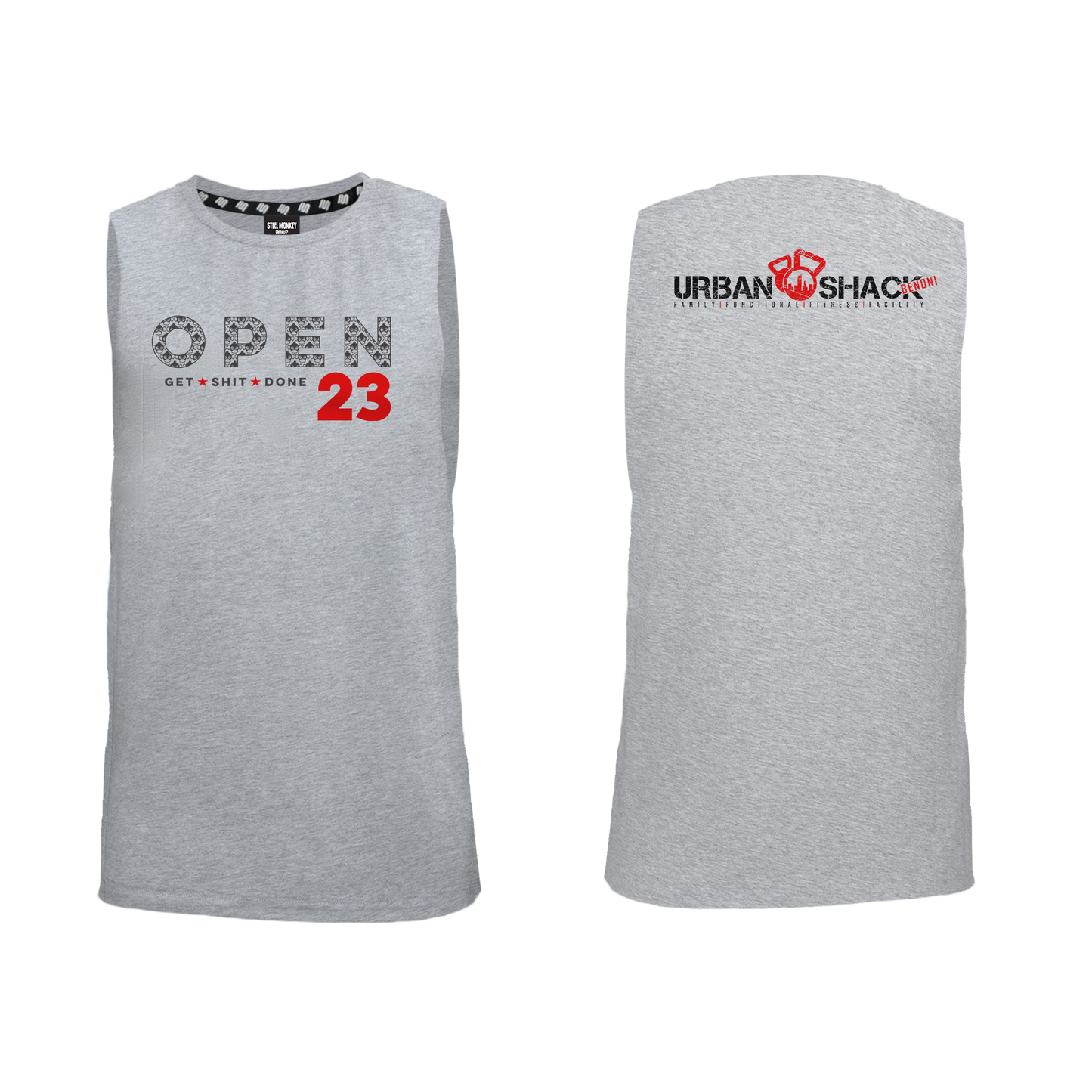 Urban Shack Open 2023 Mens Muscle Tank - Grey Melange