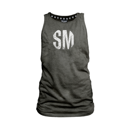 SM Ladies Melange Muscle Tank - SM Grunge White