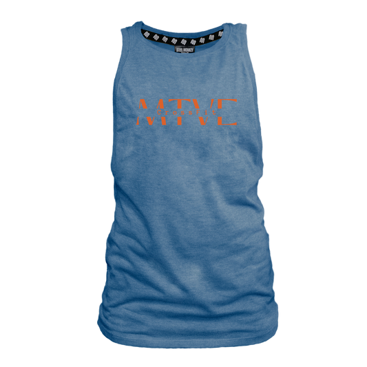 CrossFit Motive Ladies Muscle Tank - Blue Melange (Orange)