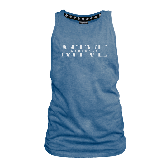 CrossFit Motive Ladies Muscle Tank - Blue Melange (White)