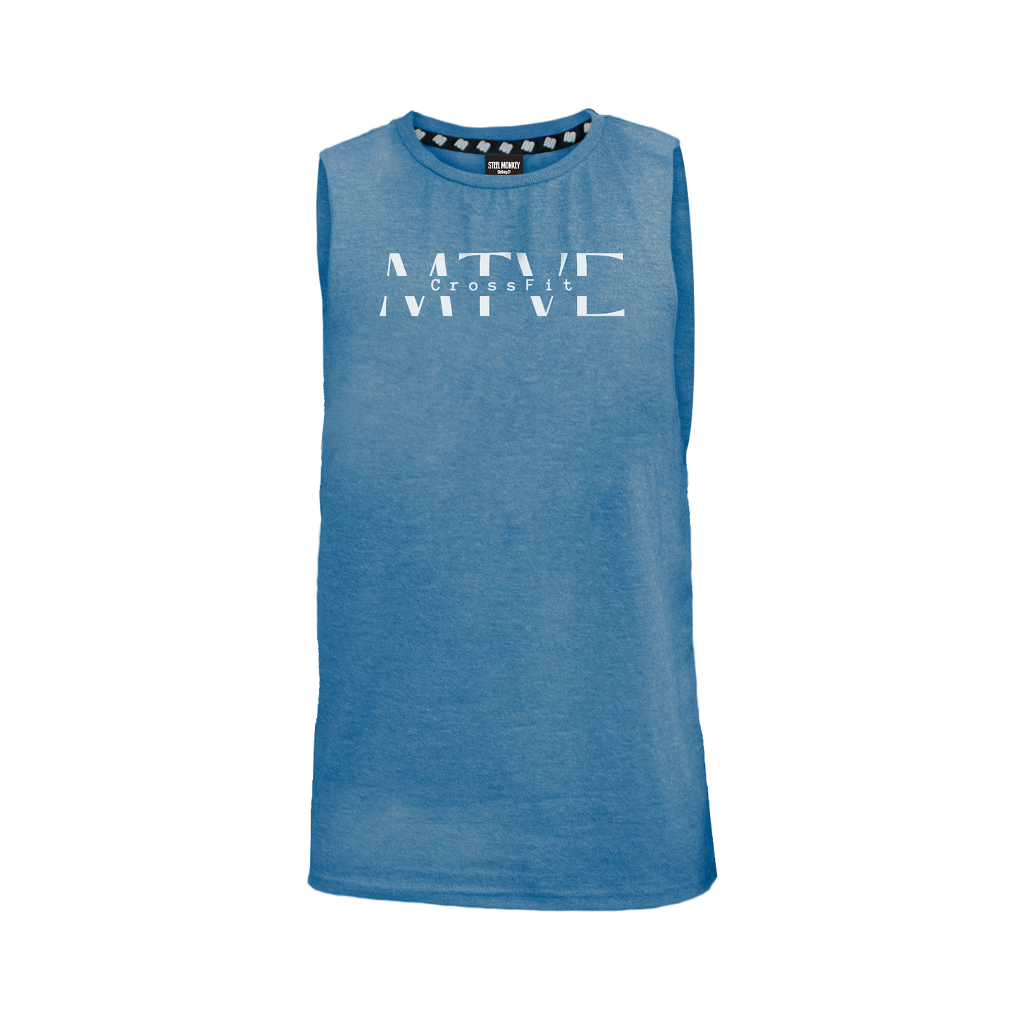 CrossFit Motive Men's Tank - Blue Melange (White)