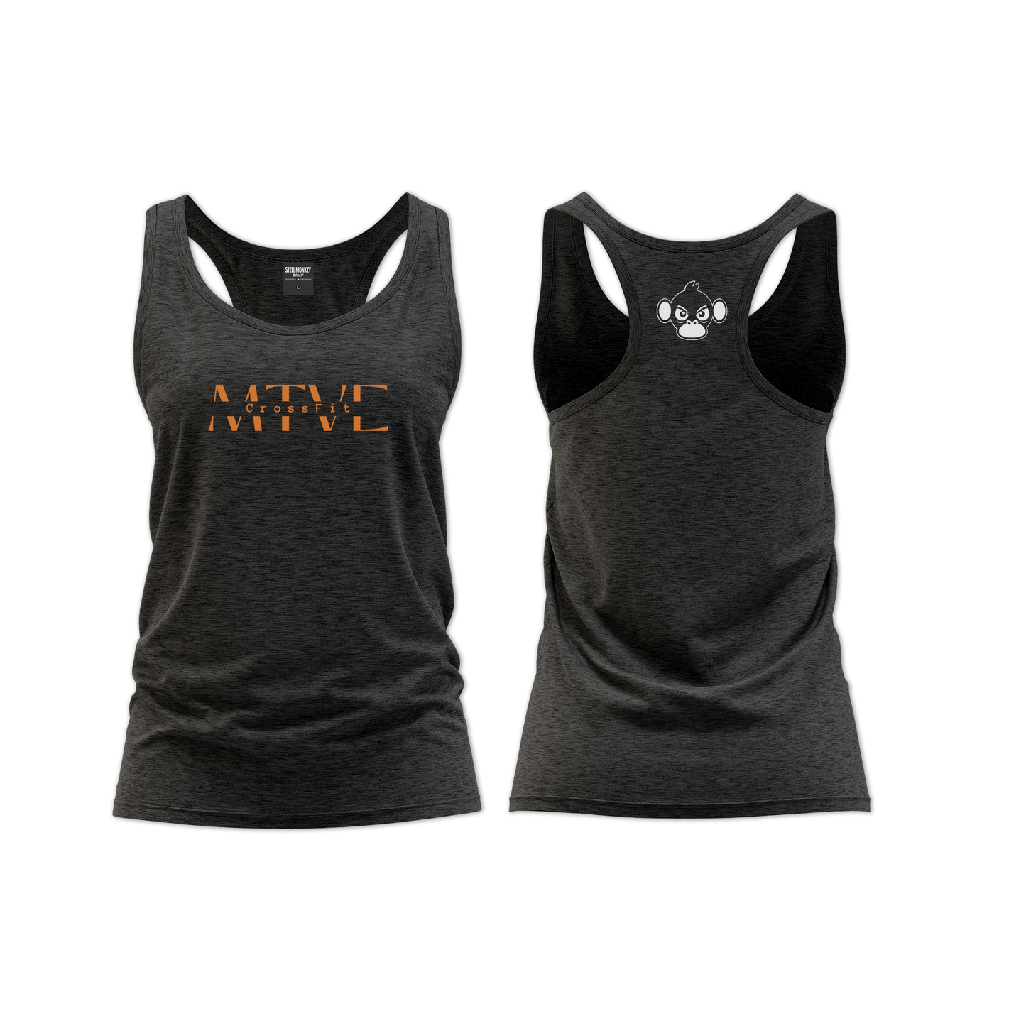 CrossFit Motive Ladies Straight Cut Vest - Charcoal Melange (Orange)