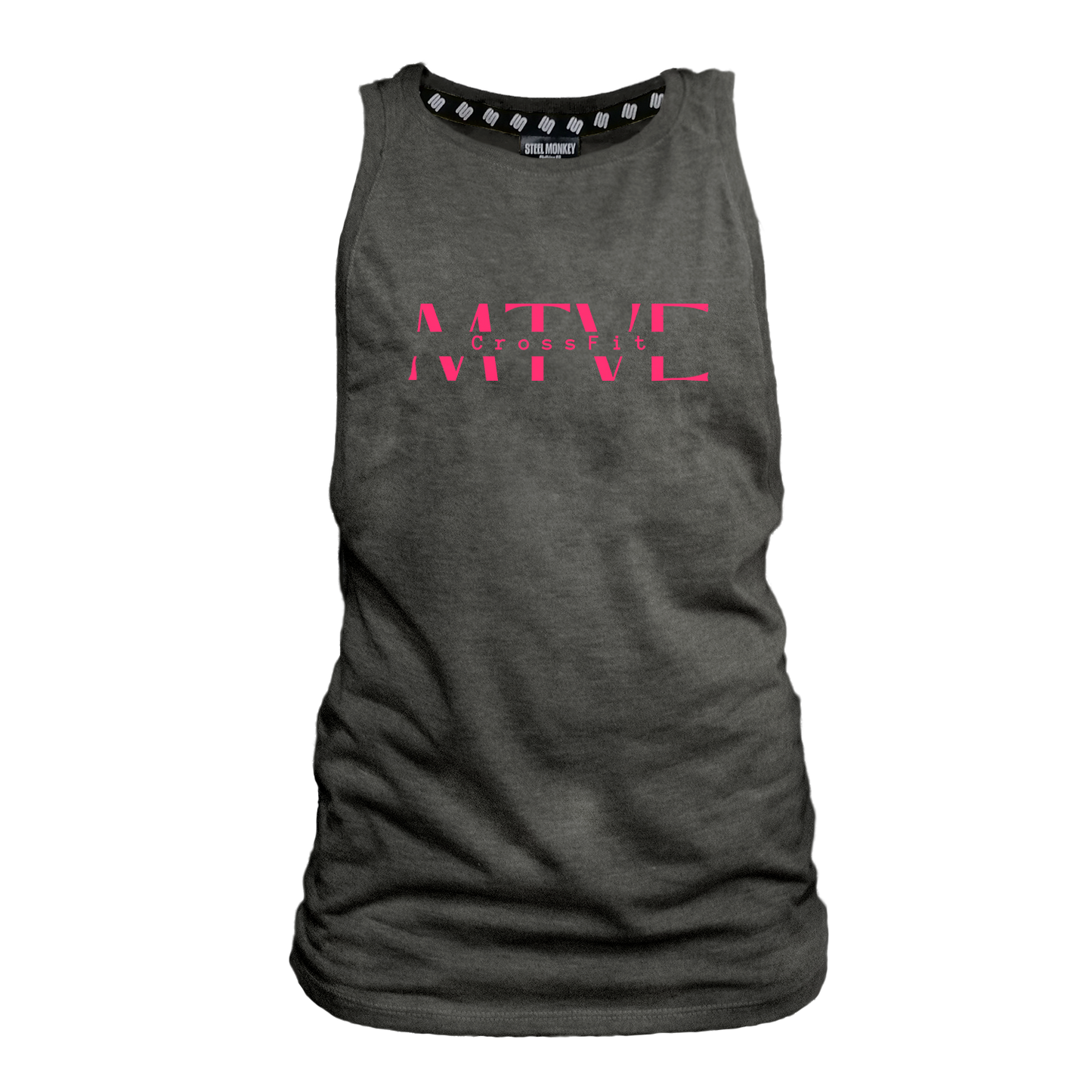 CrossFit Motive Ladies Muscle Tank - Charcoal Melange (Pink)