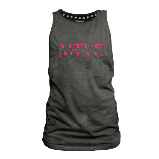 CrossFit Motive Ladies Muscle Tank - Charcoal Melange (Pink)