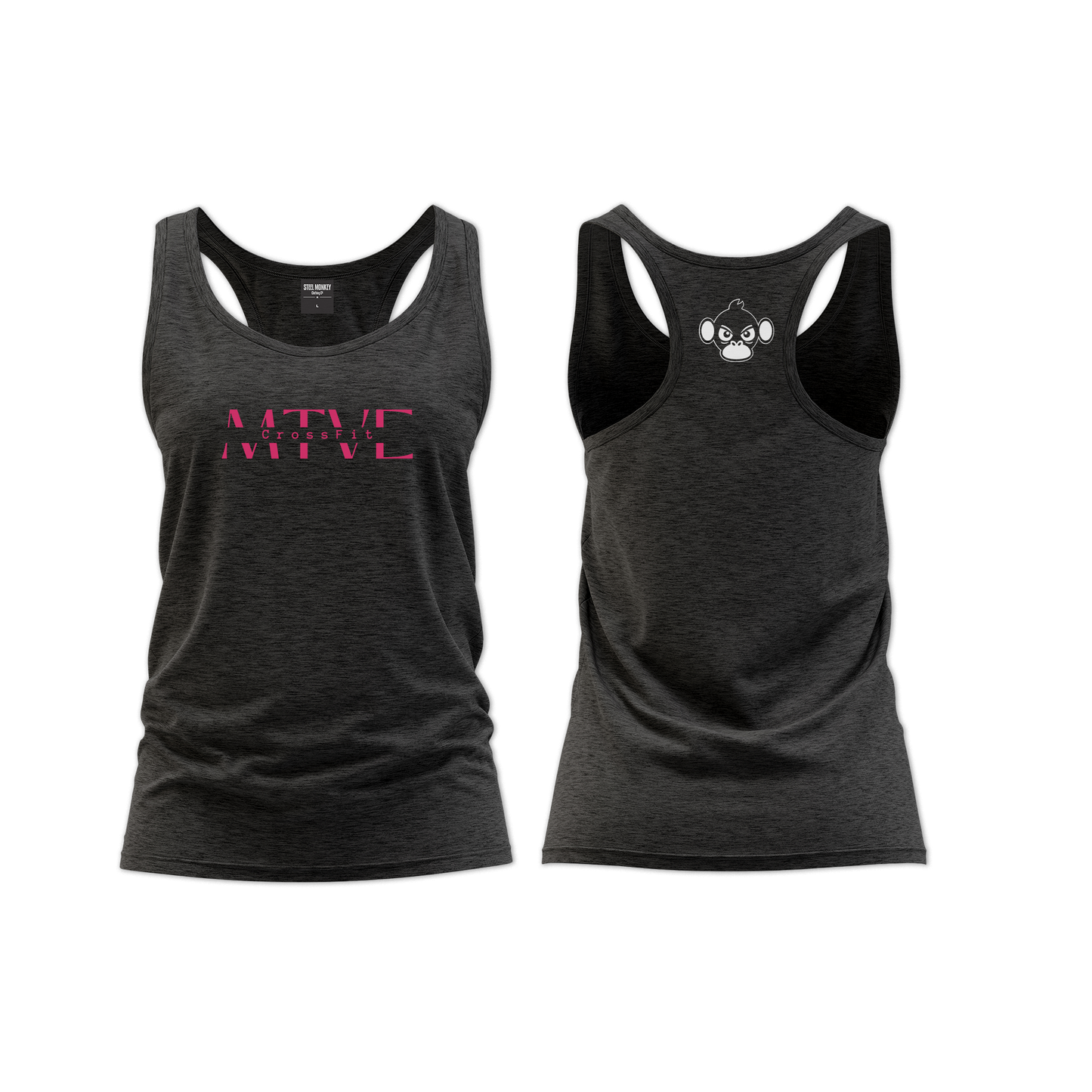CrossFit Motive Ladies Straight Cut Vest - Charcoal Melange (Pink)