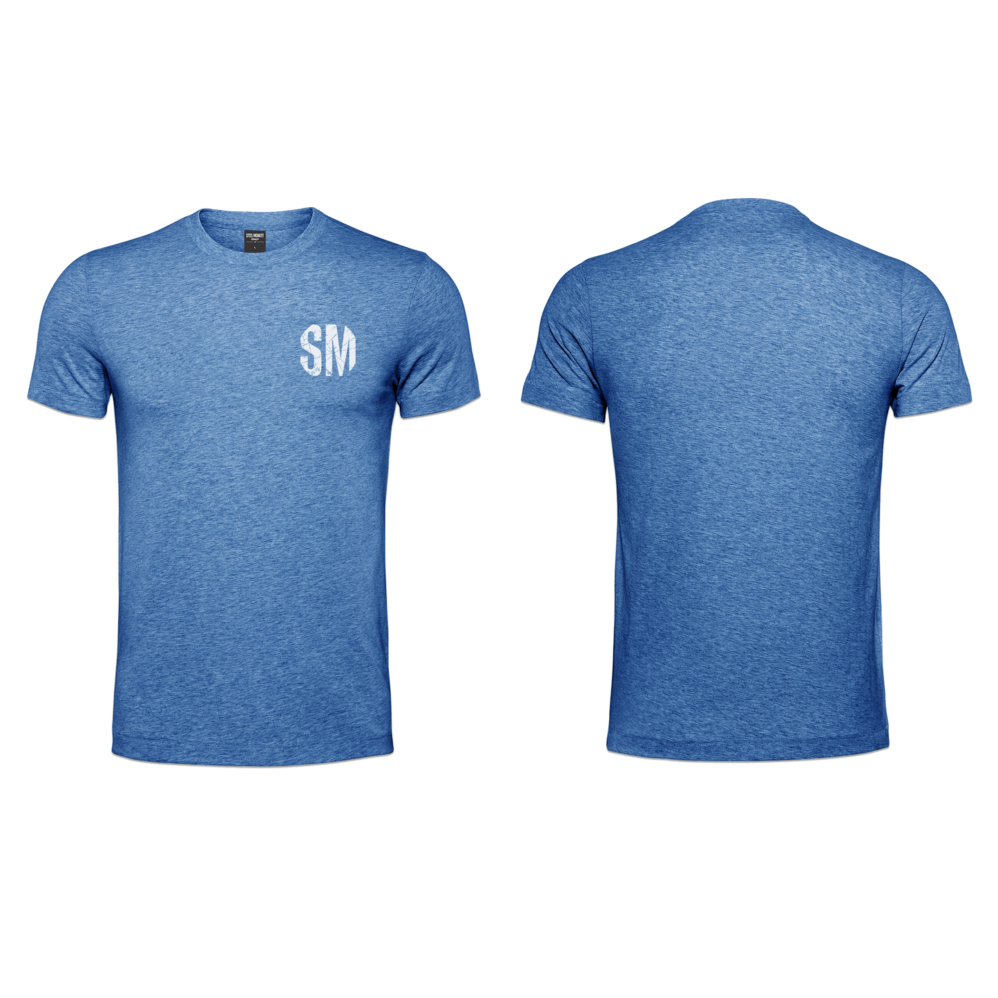 Mens T-Shirt - Blue Melange - SM White Pocket