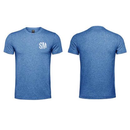 Mens T-Shirt - Blue Melange - SM White Pocket