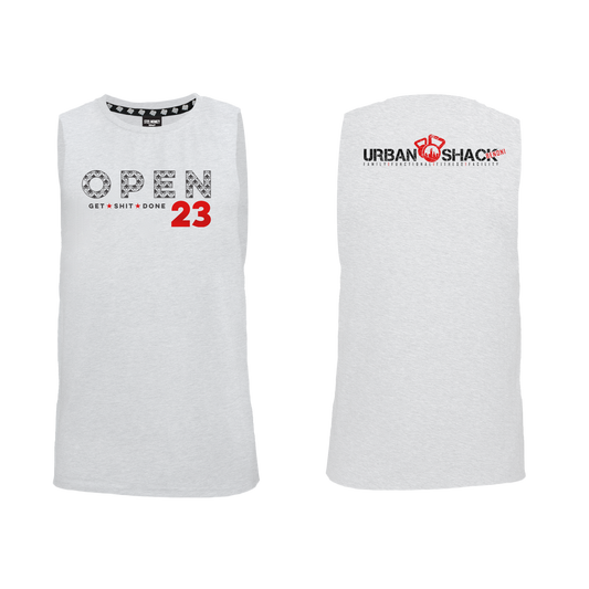Urban Shack Open 2023 Mens Muscle Tank - White Melange