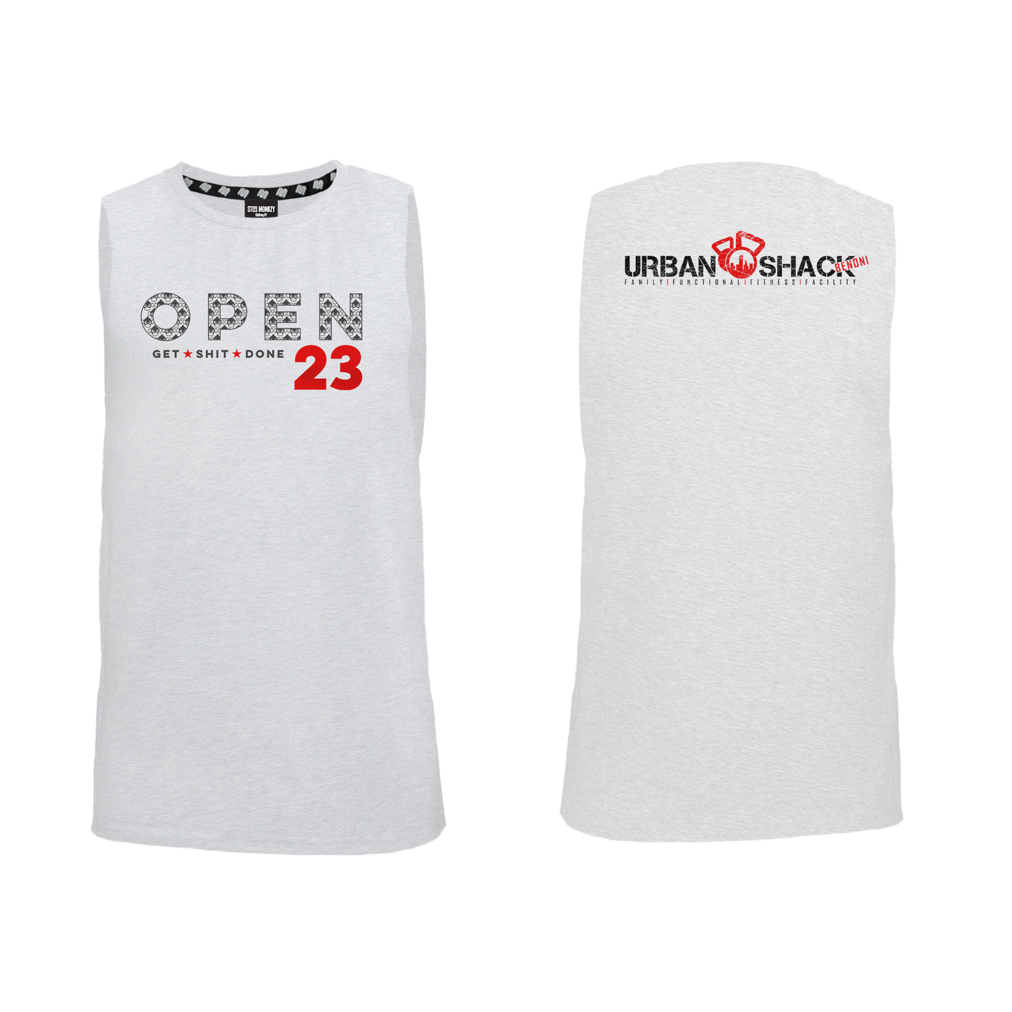 Urban Shack Open 2023 Mens Muscle Tank - White Melange